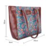 Picture of THE CLOWNFISH Valentine Printed Handicraft Fabric & Faux Leather Handbag for Women Office Bag Ladies Shoulder Bag Tote for Women College Girls (Sapphire Blue-Paisley Print)