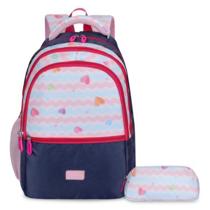 Picture of The Clownfish Edutrek Series Printed Polyester 33.5 L School Backpack with Pencil/Stationery Pouch School Bag Front Zip Pocket Daypack Picnic Bag For School Going Boys & Girls Age-10+ years (Blush Pink)