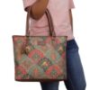 Picture of The Clownfish Aviva Printed Handicraft Fabric Handbag for Women Office Bag Ladies Shoulder Bag Tote for Women College Girls (Dark Pink)
