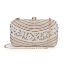 Picture of The Clownfish Emerald Collection Womens Party Clutch Ladies Wallet Evening Bag with Fashionable Round Corners Beads Work Floral Design (White)