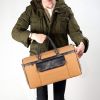 Picture of The Clownfish Alwyn 35 litres Canvas with Faux Leather Unisex Travel Duffle Bag Weekender Bag (Yellow Ochre)