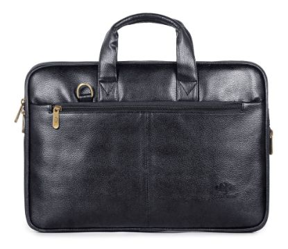 Picture of The Clownfish Cadmus Faux Leather Slim Expandable 12 inch Laptop Messenger Bag Laptop Briefcase (Black)