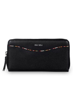 Picture of MAI SOLI Women Genuine Leather Zip Around Wallet | Clutch for Women's & Girls | Zip Around Flap Hand Wallet for Women - Black
