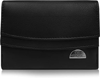 Picture of K London Women's Hand-Held Leather RFID Blocking 6 Credit Card Slots Wallet Purse (KL441, Black, Small)