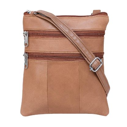 Picture of K London Medium Sized Real Leather Messenger Sling Bag Unisex Cross Body Bag for Men,Women & Girls (Tan) (17003_tan)