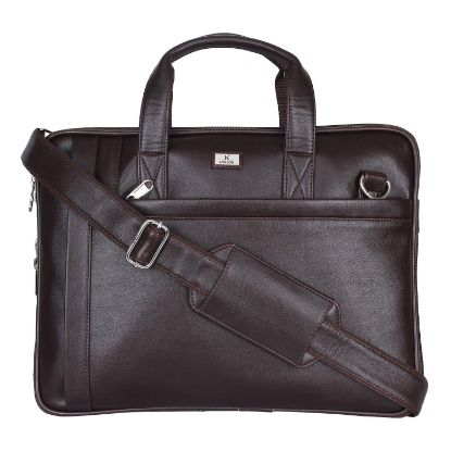 Picture of K London 14 Inches Slim Dark Brown Leatherite Men Women Laptop MacBook Shoulder Messenger Office Bag (1808_drk_brn)