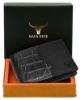 Picture of NAPA HIDE Black Leather Wallet for Men I 4 Card Slots I 2 Currency Compartments I 1 ID Window I 3 Secret Compartments I External Card Slot I 1 Coin Pocket