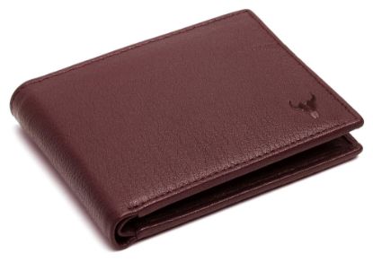 Picture of NAPA HIDE Leather Wallet for Men I Handcrafted I Credit/Debit Card Slots I 2 Currency Compartments I 2 Secret Compartments (Maroon)