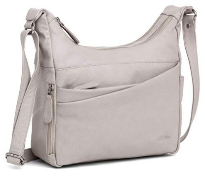 Picture of WILDHORN Leather Ladies Sling Bag | Cross body Bag | Shoulder Bag | Off-White Hand Bag with Adjustable Strap for Girls & Women. Ivory