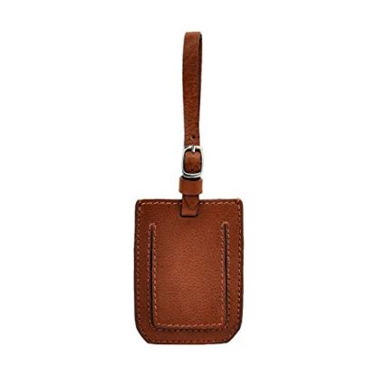Picture of Eske Paris Leather Luggage Tag, Travel Id Label Tag For Bags Backpacks And Suitcases (Cognac)