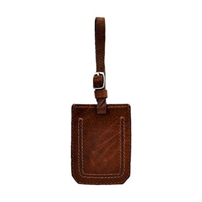Picture of Eske Paris Leather Luggage Tag, Travel Id Label Tag For Bags Backpacks And Suitcases (Chestnut)