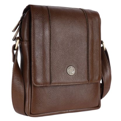 Picture of HAMMONDS FLYCATCHER Genuine Leather Sling Bag For Men - Stylish Brushwood Crossbody Messenger Bag With Adjustable Straps - Ideal Side Bag For Travel And Daily Use - 1-Year Warranty Included, Brown
