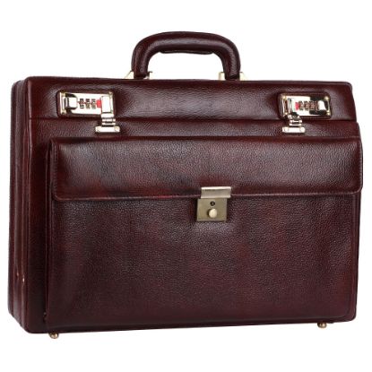 Picture of HAMMONDS FLYCATCHER Expandable Briefcase for Men -Genuine Leather Office Bag, Travel Bag with Dual Combination Locks Protection, Brown Hand Bag for Men, Spacious Laptop Briefcase with Document Storage