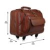 Picture of DORPER Money Hill Leather 44 litres Laptop Business Roller 18 inch Trolley Travel Bag for Men Cabin Size (2.5Kg) (TAN, Leather)
