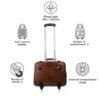 Picture of DORPER Money Hill Leather 44 litres Laptop Business Roller 18 inch Trolley Travel Bag for Men Cabin Size (2.5Kg) (TAN, Leather)