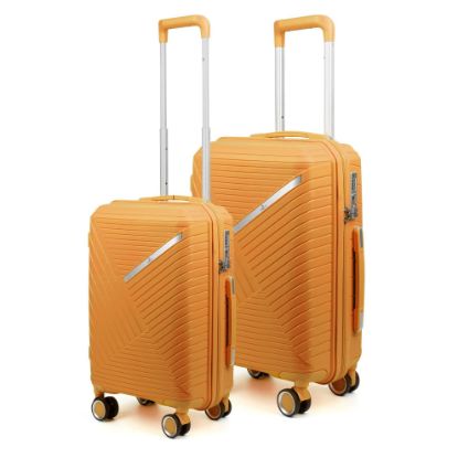 Picture of THE CLOWNFISH Combo of 2 Denzel Series Luggage Polypropylene Hard Case Suitcases Eight Wheel Trolley Bags with TSA Lock- Orange (Medium 66 cm-26 inch, Small 56 cm-22 inch)