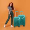 Picture of THE CLOWNFISH Combo of 2 Denzel Series Luggage Polypropylene Hard Case Suitcases Eight Wheel Trolley Bags with TSA Lock- Teal (Medium 66 cm-26 inch, Small 56 cm-22 inch)