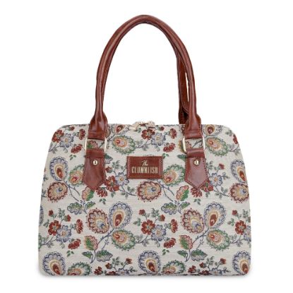 Picture of THE CLOWNFISH Montana Series Handbag for Women Office Bag Ladies Purse Shoulder Bag Tote For Women College Girls (Dark Brown-Floral)