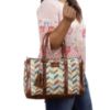 Picture of THE CLOWNFISH Lorna Printed Handicraft Fabric & Faux Leather Handbag Sling Bag for Women Office Bag Ladies Shoulder Bag Tote For Women College Girls (Multicolour-Rainbow)