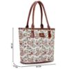 Picture of The Clownfish Justina Tapestry Fabric & Faux Leather Handbag for Women Office Bag Ladies Shoulder Bag Tote For Women College Girls (Dark Brown-Floral)