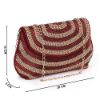 Picture of The Clownfish Shyna Collection Womens Party Clutch Ladies Wallet Evening Bag Fashionable Round Corners Beads Work Floral Design with Chain Strap (Maroon)