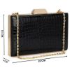 Picture of The Clownfish Estella Collection Faux Leather Womens Party Clutch Ladies Wallet Evening Bag with Chain Strap (Black)