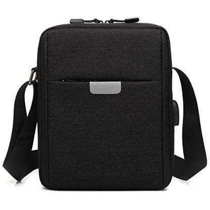 Picture of POSO Serene Unisex Waterproof Nylon Tablet Bag Sling Bag with External USB Interface (Black)