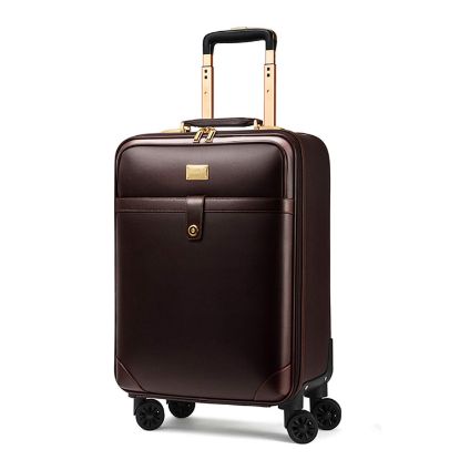 Picture of THE CLOWNFISH Luggage Synthetic Softsided Luxury Suitcase 4 Wheel Trolley Bag Travel Laptop Roller Case - 56 cm (Brown)