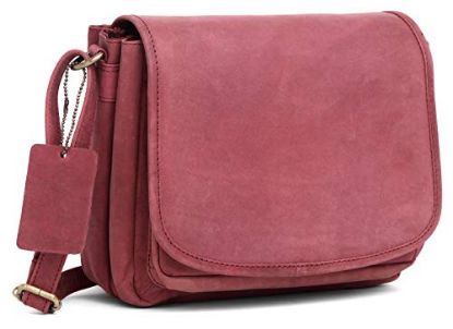 Picture of Oliva Crossbody Bags for Women-Premium Leather Vintage Fashion Purse with Adjustable Strap (Distressed Pink)