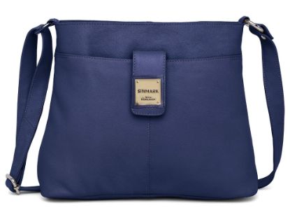 Picture of WildHorn Leather Ladies Sling Bag | Cross-body Bag | Hand Bag | Shoulder Bag with Adjustable Strap for Girls & Women. (Navy Blue)