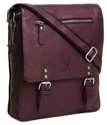 Picture of WildHorn® Original Leather 11.5 inch Messenger Bag for Men I Multipurpose Bag I Office Bag I Travel Bag with Adjustable Strap DIMENTION : L-11.5 inch W-3 inch H-13.5 inch (MAROON)