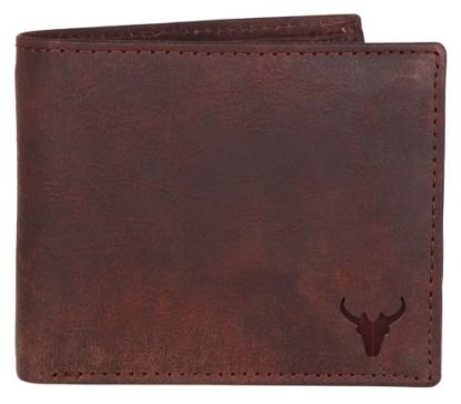 Picture of NAPA HIDE Leather Wallet for Men I Handcrafted I Credit/Debit Card Slots I 2 Currency Compartments I 2 Secret Compartments (Brown Crackle)