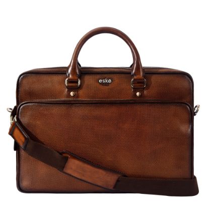 Picture of eske Cooper 16" Genuine Leather Laptop/Macbook Bag for Men, Women | Office Bag | Laptop Messenger Bag with Shoulder Strap | Spacious Compartment