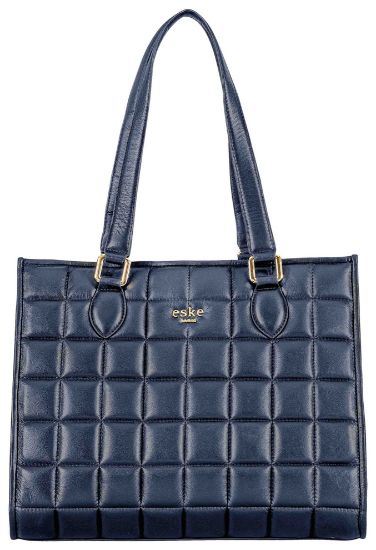 Picture of eské Genuine Nappa Leather Square Tote for Women for Everyday Use - Leonie, Navy Blue