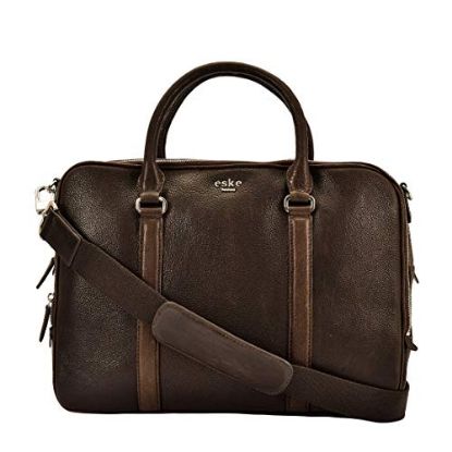 Picture of Eske Charlie Men's Leather Office Laptop Bag with Dual Compartment and Organizer, (Mid-Brown Vintage)