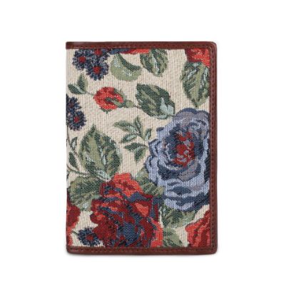 Picture of THE CLOWNFISH Glamour Fold Series Tapestry Fabric & Faux Leather Unisex Passport Wallet Travel Document Organizer (Red-Floral)