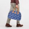 Picture of The Clownfish Ziana Series 24 litres Tapestry & Faux Leather Unisex Travel Duffle Bag Luggage Weekender Bag (Blue-Floral)