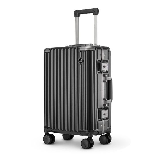 Picture of THE CLOWNFISH Stark Series Luggage Polycarbonate Hard Case Suitcase Eight Wheel Trolley Bag with Double TSA Locks- Sooty Black (Small Size, 57 cm-22 inch)