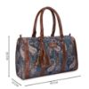 Picture of THE CLOWNFISH Lorna Printed Handicraft Fabric & Faux Leather Handbag Sling Bag for Women Office Bag Ladies Shoulder Bag Tote For Women College Girls (Peacock Blue-Floral)