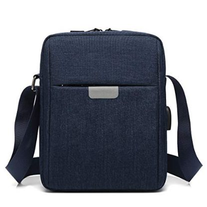 Picture of POSO Serene Unisex Waterproof Nylon Tablet Bag Sling Bag with External USB Interface (Blue)