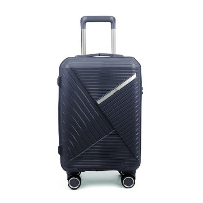 Picture of THE CLOWNFISH Denzel Series Luggage Polypropylene Hard Case Suitcase Eight Wheel Trolley Bag with TSA Lock- Navy Blue (Medium Size, 66 cm-26 inch)