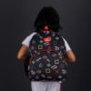 Picture of THE CLOWNFISH Cosmic Critters Series Printed Polyester 15 Litres Kids Standard Backpack School Bag Daypack Picnic Bag For Tiny Tots Of Age 5-7 Years (Charcoal Black-Geometric),Medium