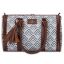 Picture of THE CLOWNFISH Lorna Printed Handicraft Fabric Handbag for Women Office Bag Ladies Shoulder Bag Tote For Women College Girls (White with Grey Stripes)