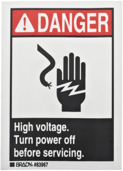 Picture of Brady® B302 5X3.5 B R/W High Voltage Sign Part# - 83967