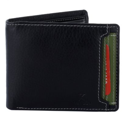 Picture of K London Card Coin Pocket Real Leather Men's Wallet with Removable Card Holder (Black,Green)(R1_Green)