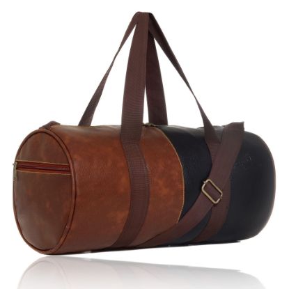 Picture of Bagneeds Unisex PU-Leather Shoulder & Cross-Body Gym Bag ( 10 L , Tan-Black)