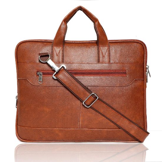 Picture of Bagneeds® Men's tan Synthetic Leather Briefcase Best Laptop Messenger Bag Satchel for Men