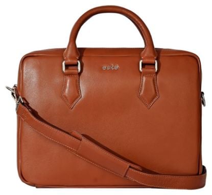 Picture of eske Ace 14" Genuine Leather Laptop/Macbook Bag for Men, Women | Office Bag | Laptop Messenger Bag with Shoulder Strap | Spacious Compartment | Water Resistant