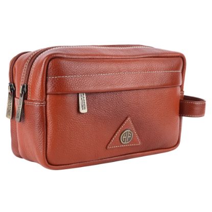 Picture of HAMMONDS FLYCATCHER Toiletry Bag for Men and Women - Genuine Leather Travel Organizer with Multiple Compartments - Tan Toiletry Shaving Kit for Men - Toiletry Organizer & Cosmetics Pouch for Women