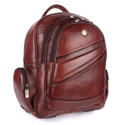 Picture of HAMMONDS FLYCATCHER Genuine Leather Brown Laptop Backpack Bag for Men and Women- Padded and Adjustable Shoulder Straps with Multiple Compartments and Pockets - Fits upto 16 Inch Laptop/MacBook